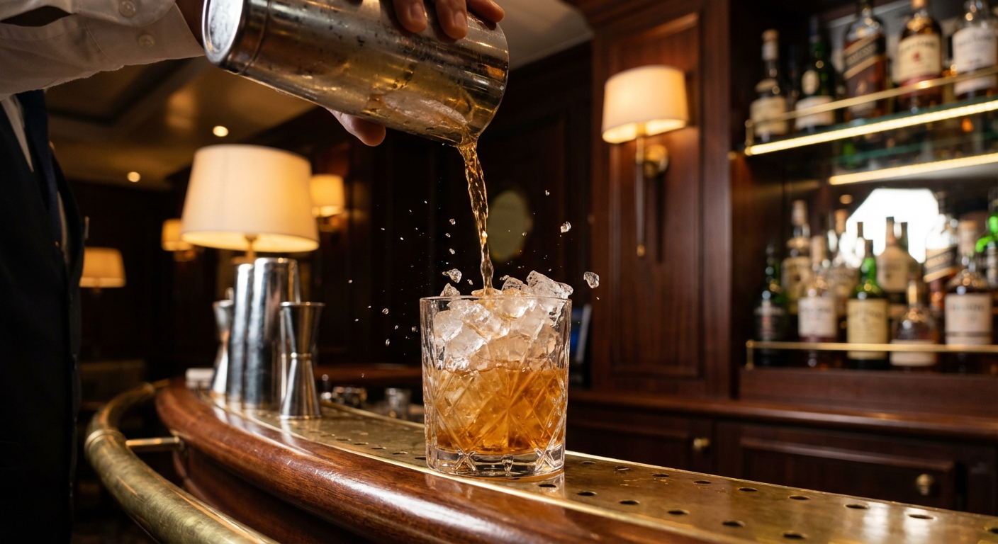 Barman préparant un cocktail sophistiqué à bord d'un navire MSC.
