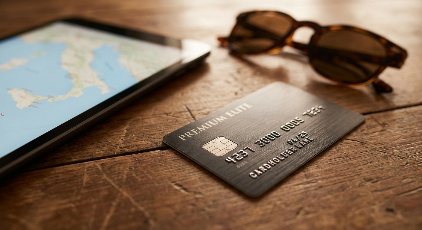 Gros plan d'une carte de crédit et d'une tablette pour un paiement sécurisé d'amendes en Italie