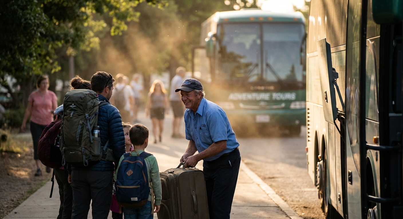 Chauffeur de bus de tourisme professionnel et souriant