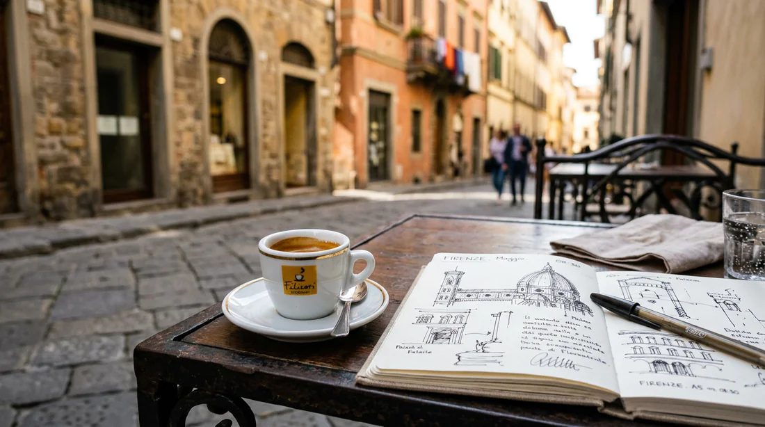 Pause café en terrasse dans les ruelles historiques de Florence