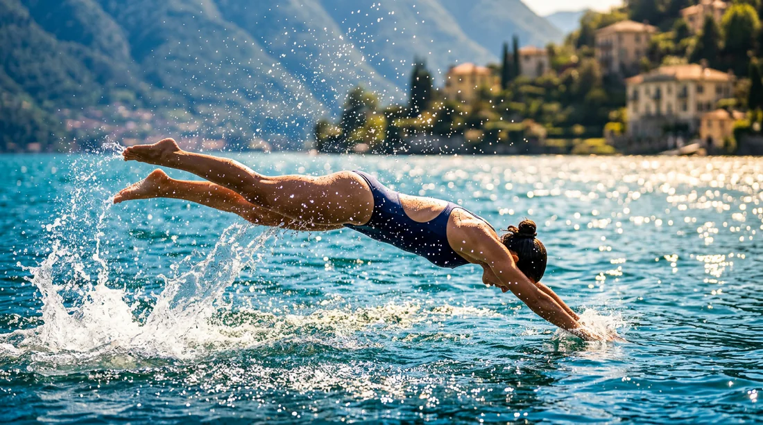 Plongeon rafraîchissant dans les eaux claires du Lac de Côme